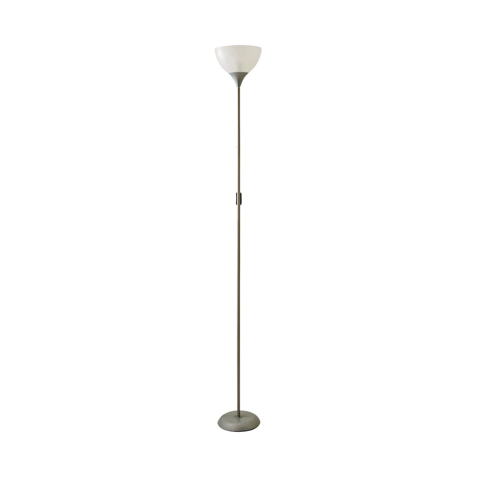 image 1 of ValueLights Dalby Chrome Single Uplighter Floor Lamp White Shade | Silver
