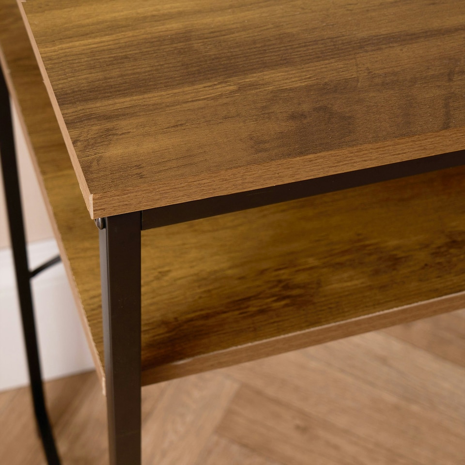 image 1 of OHS Wooden Home Office Shelving Modern Side Table Workstation Desk - Natural