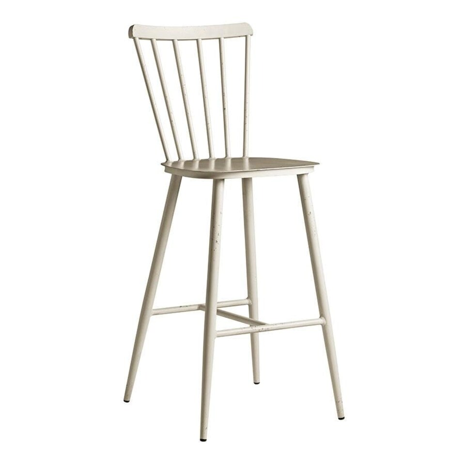 Spindle Bar Stool - White - Alu Frame White