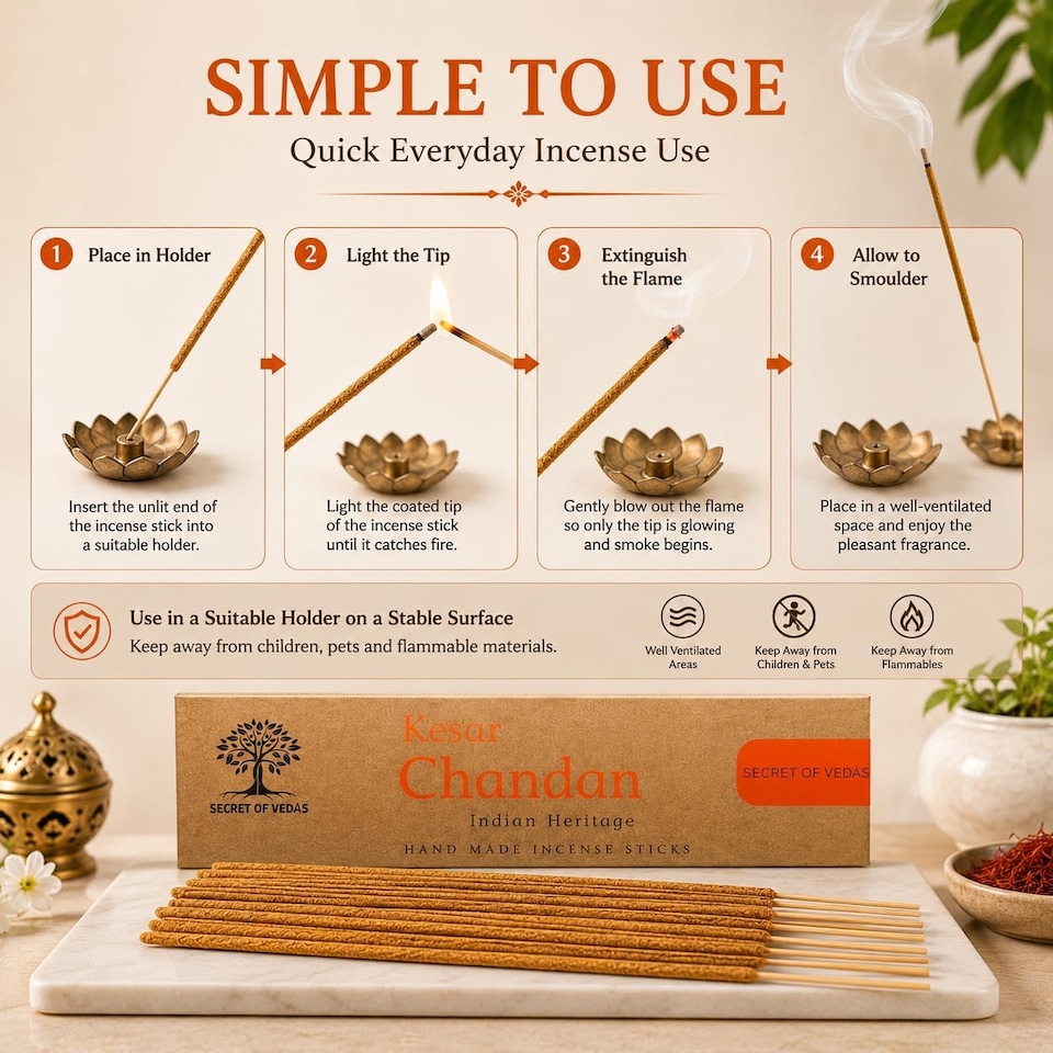 image 1 of Kesar Chandan Incense Sticks 20g Pack of 1 – Scented Home Fragrance Agarbatti