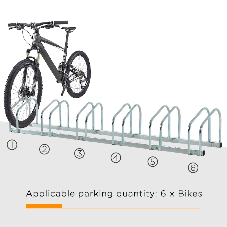 image 1 of HOMCOM Bike Parking Rack Bicycle Locking Storage Stand for 6 Cycling Black