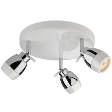 Marine 3 Light Flush Bathroom Ceiling Light White, Chrome IP44, GU10