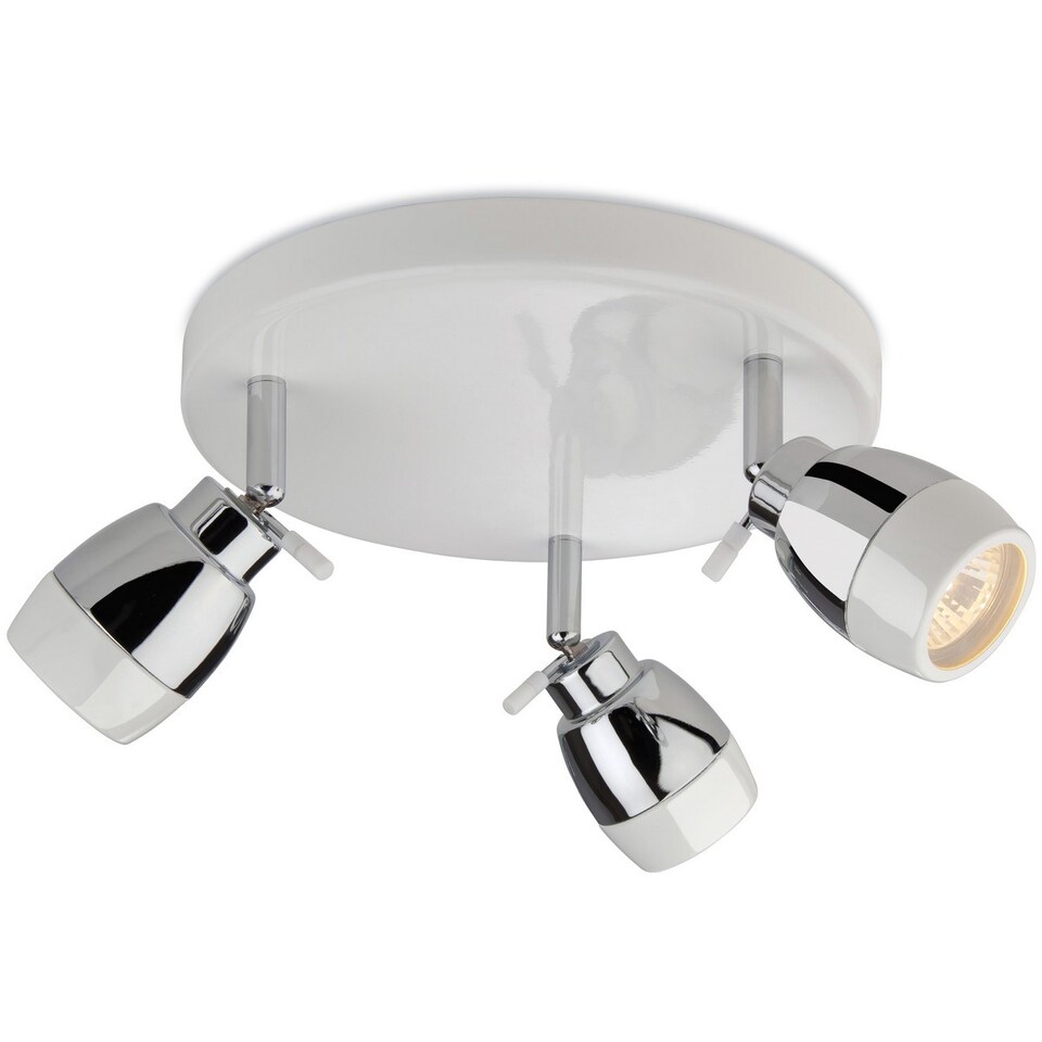 Marine 3 Light Flush Bathroom Ceiling Light White, Chrome IP44, GU10