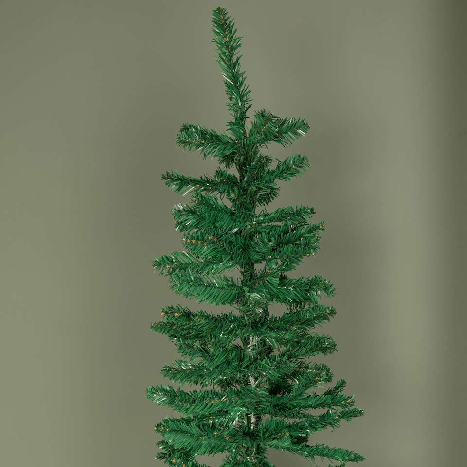 image 1 of 8ft (2.4m) Green Artificial Pencil Christmas Tree With Green Metal Stand and 460 Tips