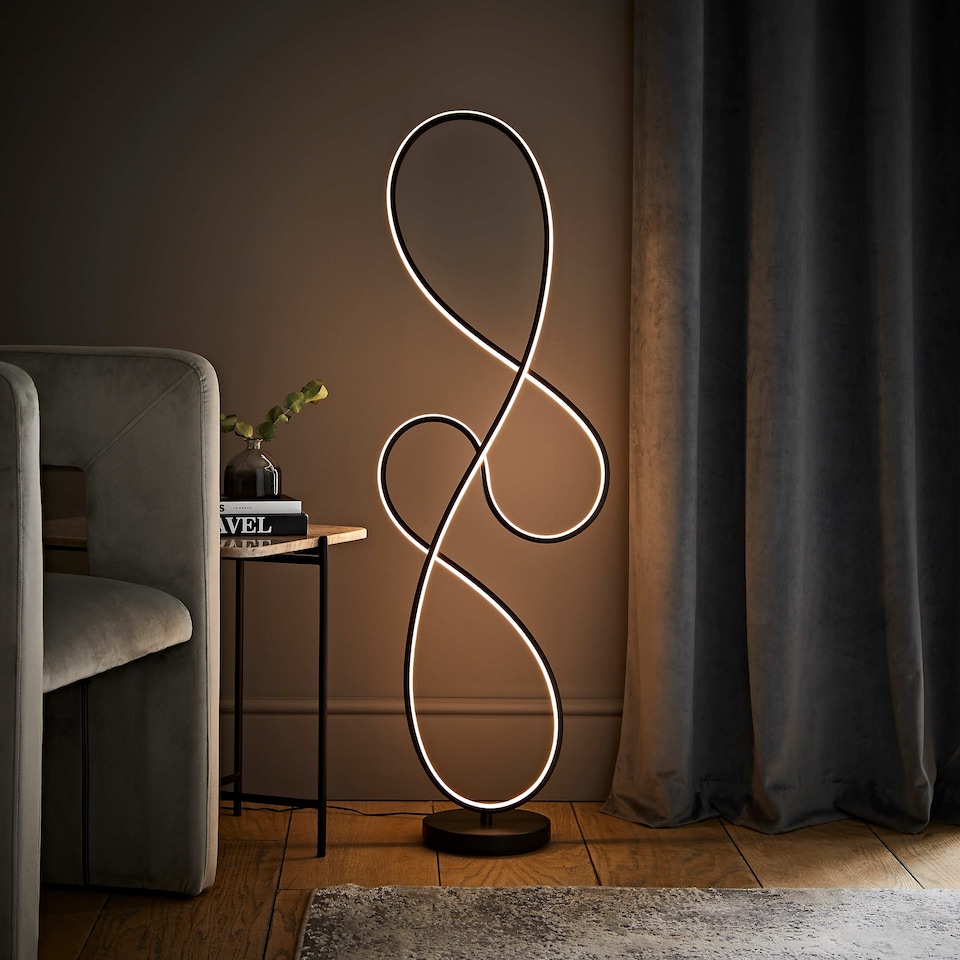 image 1 of ValueLights Infinity Black Swirl Integrated LED Floor Lamp | Black