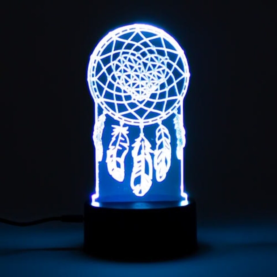 Heart Dreamcatcher Clear Acrylic Sign with LED Light Base
