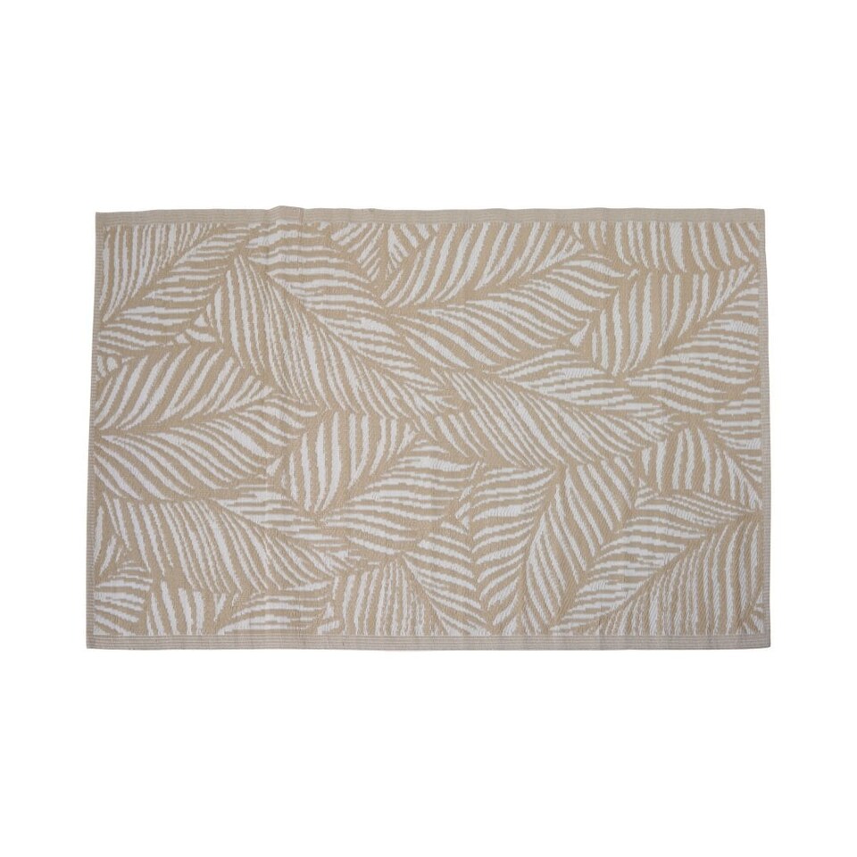 image 1 of Outdoor Plastic Rug Wool-Look Anti-Slip Durable Garden Patio Conservatory Carpet Mat - Beige Leaf | Brown | Beige