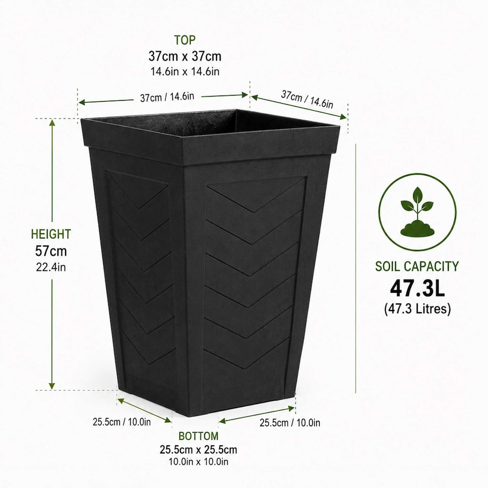 image 1 of Nicoman Savana Chevron Tall Planter Non-Shed Non-Crack Indoor Outdoor Planter
