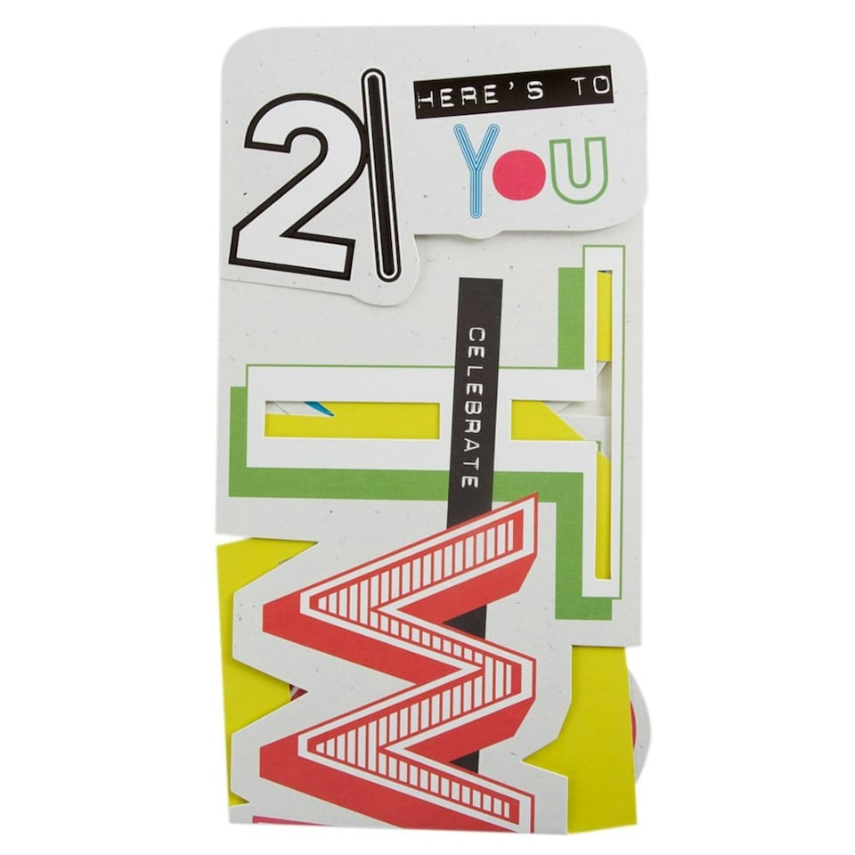image 1 of 21st Birthday Card 'Fold Out Letters'