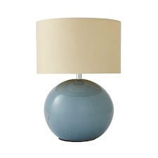 ValueLights Bosco Eucalyptus Ceramic Table Lamp with Natural Drum Shade