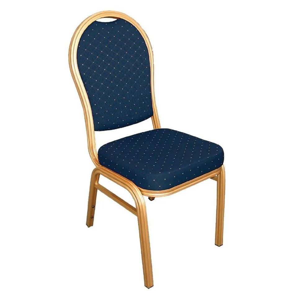 Brelone Set Of 4 Rounded Chairs Blue Gold Frame Blue
