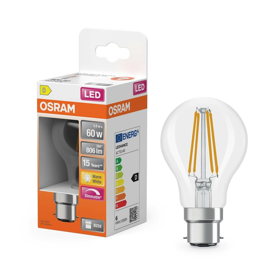 image 1 of OSRAM LED lamp Superstar bulb shape A60 filament dimmable 6 pack