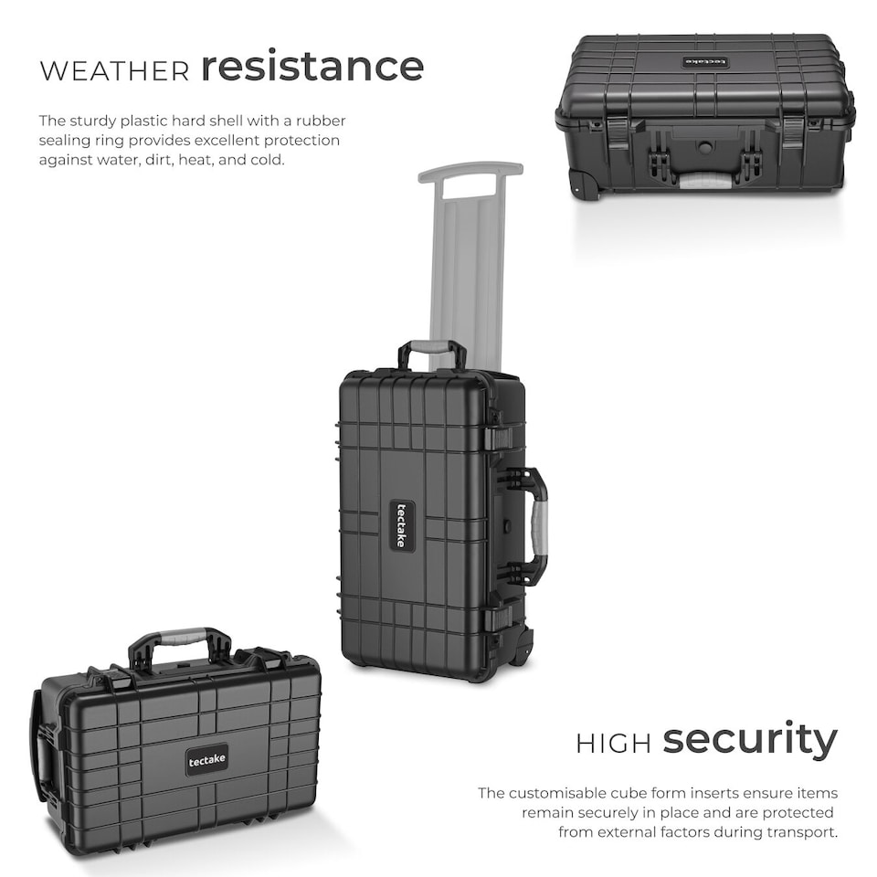 image 1 of Camera Case - hard shell, foam inserts, waterproof, telescopic handle | Black | black | 1