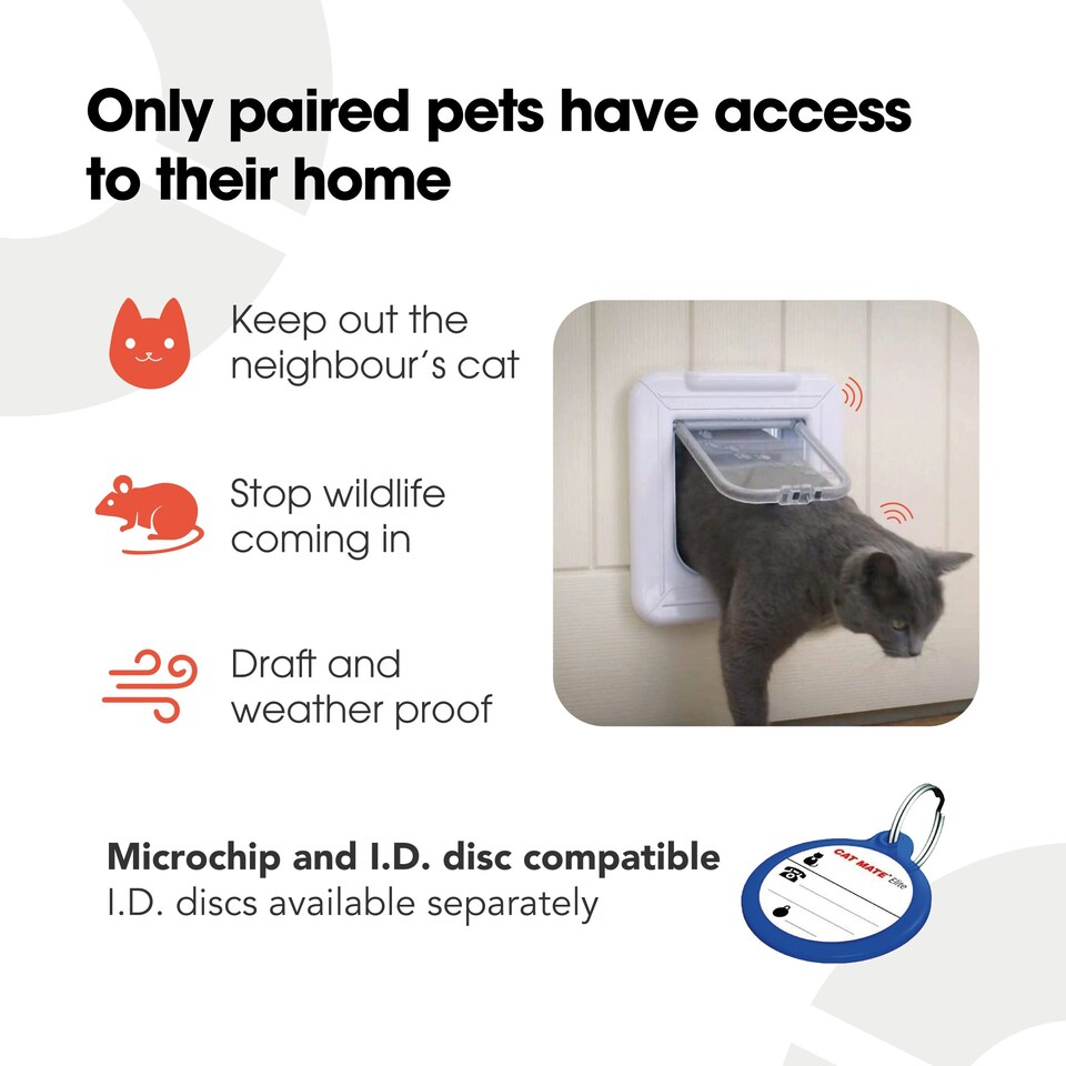 image 1 of Cat Mate Elite Microchip Cat Flap with Timer Control – White (355W)