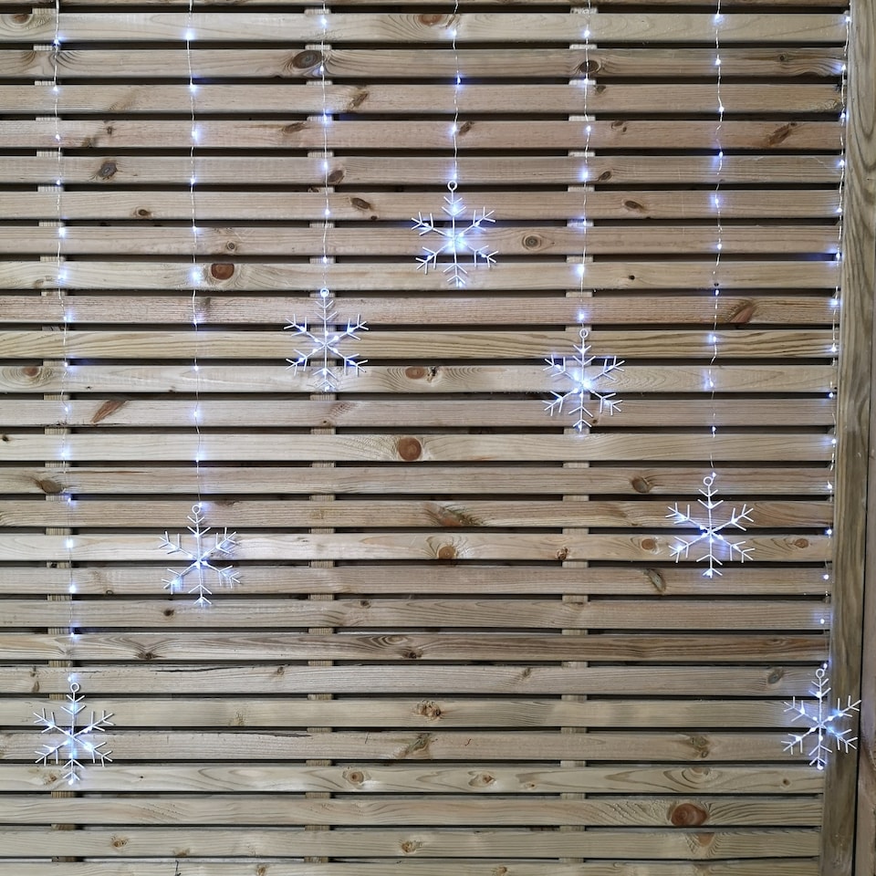 image 1 of 1.2m Battery Operated Snowflake Curtain Christmas Lights with 147 White LEDs