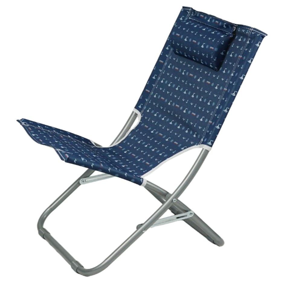 image 1 of Gr8 Garden Adult Blue Folding Beach Chair Portable Metal Garden Patio Fishing Camping Seat