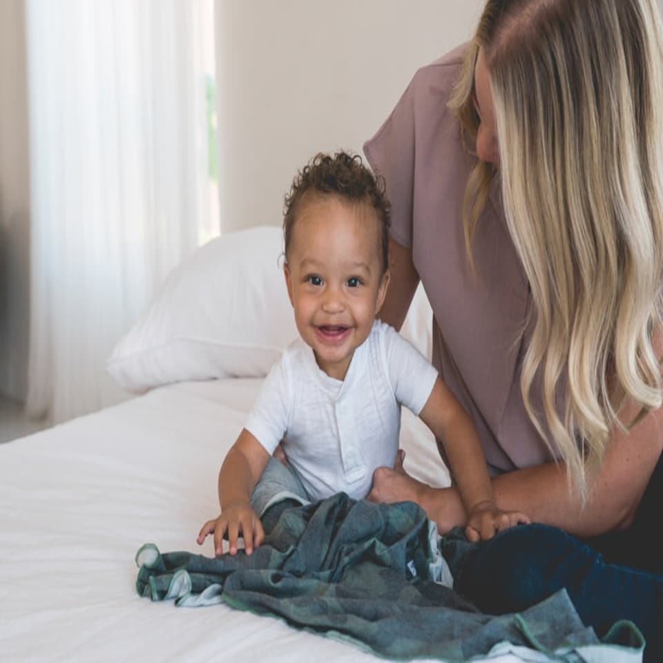 image 1 of Copper Pearl Knitted Swaddle Blanket Hunter