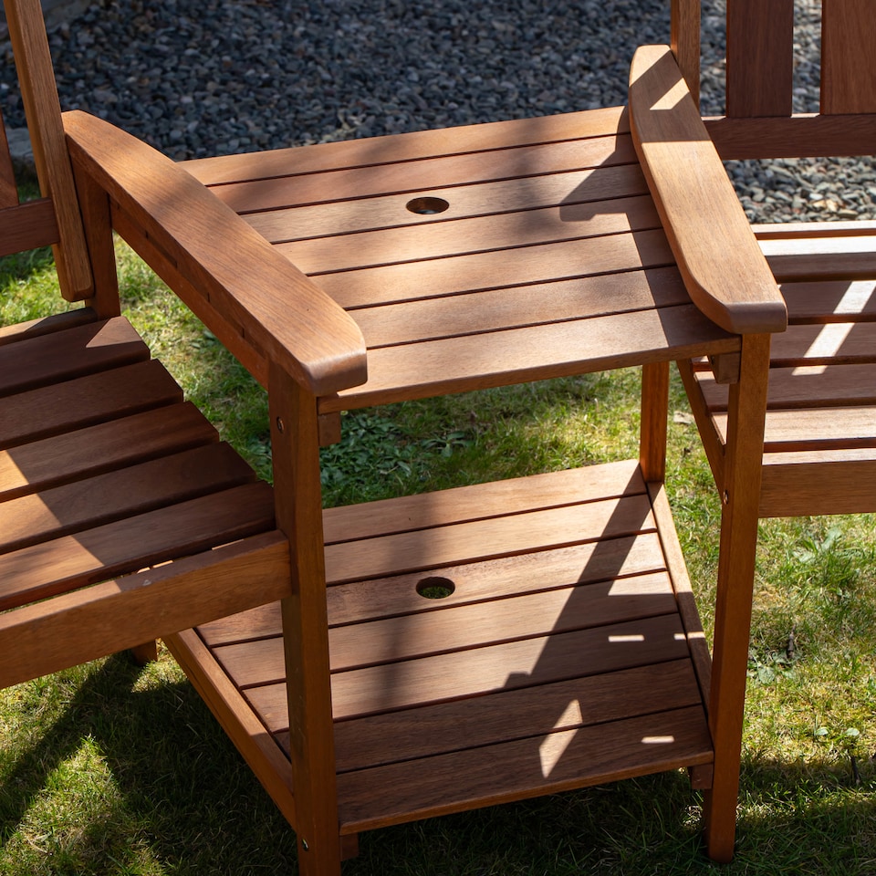 image 1 of Rydal 2 Seater Wooden Garden Patio Love Seat and Table Set