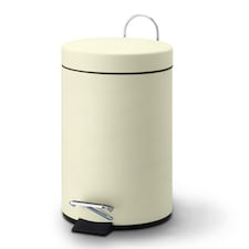 Small Stainless Steel 3 Ltr Pedal Bin Kitchen Bathroom Toilet Rubbish, Cream Cream
