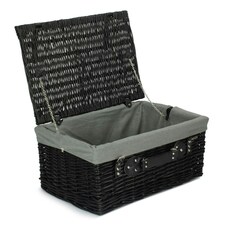 51cm Empty Willow Wicker Picnic Basket with Lining Grey | Grey | One Size