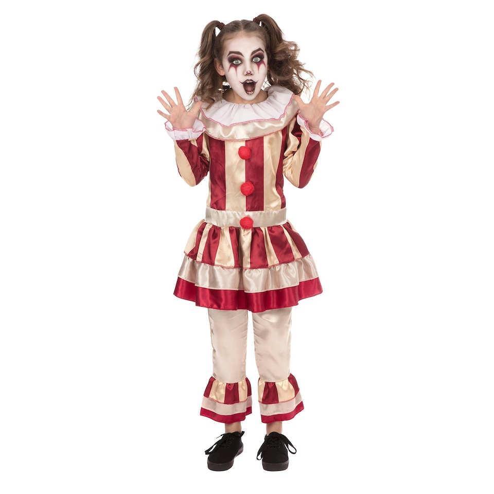 Bristol Novelty Girls Carnevil Clown - Red/Cream - M Red | M