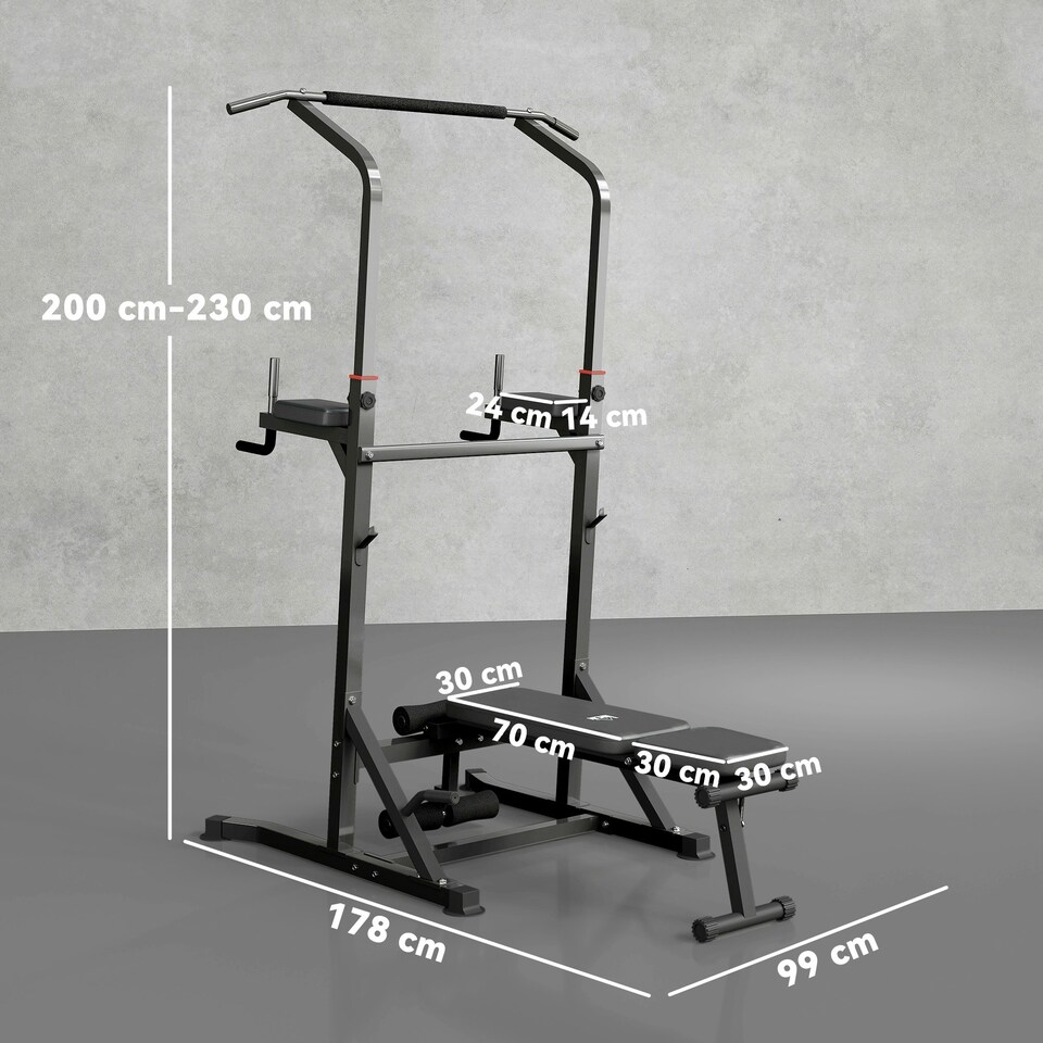 image 1 of HOMCOM Adjustable&Folded Dip Stands Multi-Function Pull-ups Sit-ups Fitness tool