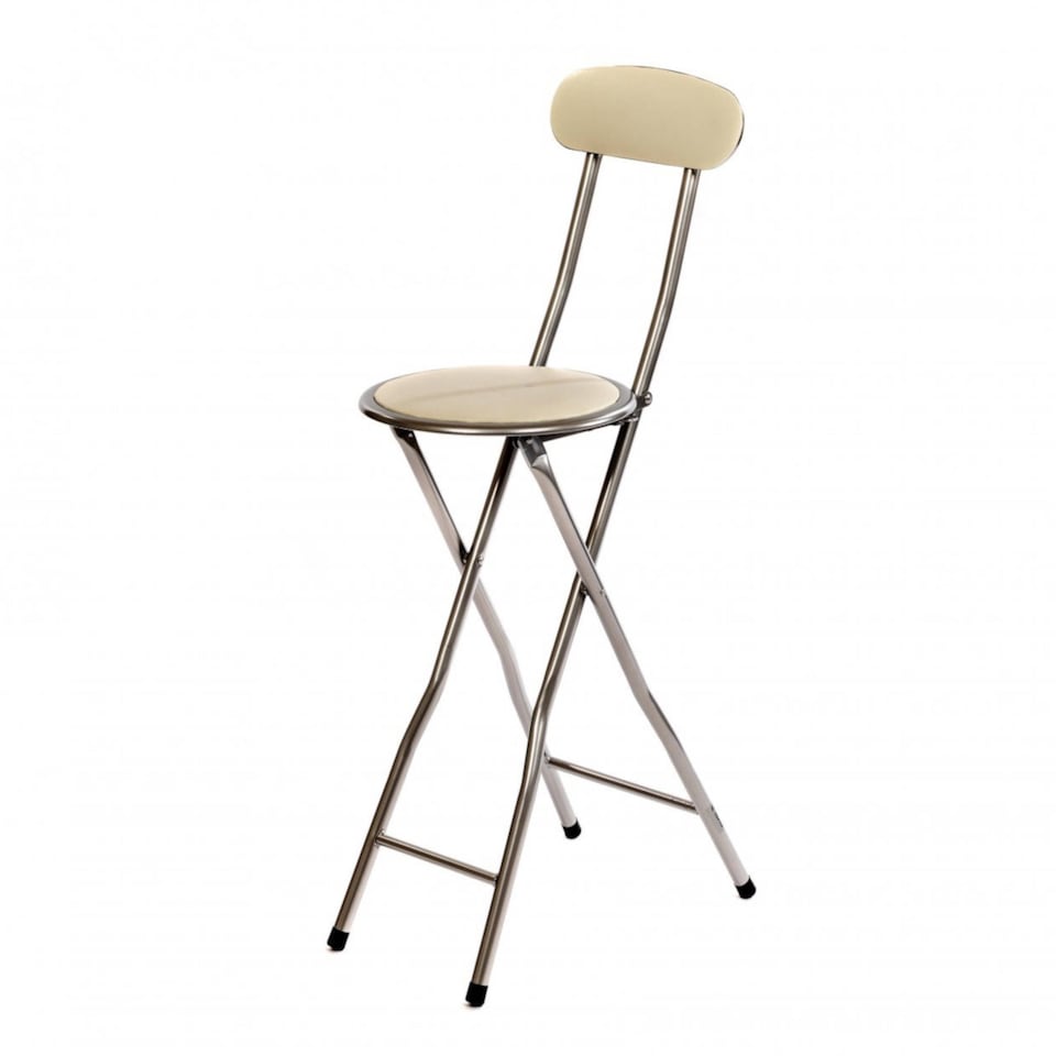 image 1 of White Padded Folding High Chair Breakfast Kitchen Bar Stool Seat | White