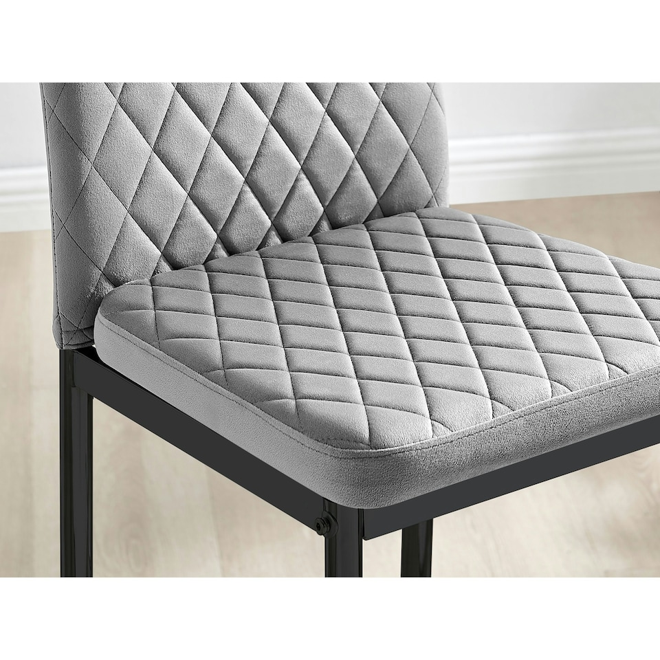 image 1 of Furniturebox 2x Milan Bar Stools Grey Velvet Black Legs