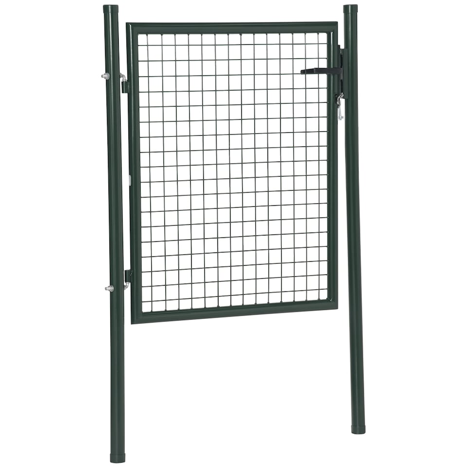 image 1 of HOMCOM Steel Garden Gate Security Barrier Mesh Fence w/ Lock, 97cm x 150 cm | Green | Emerald Green | 97 x 150 cm