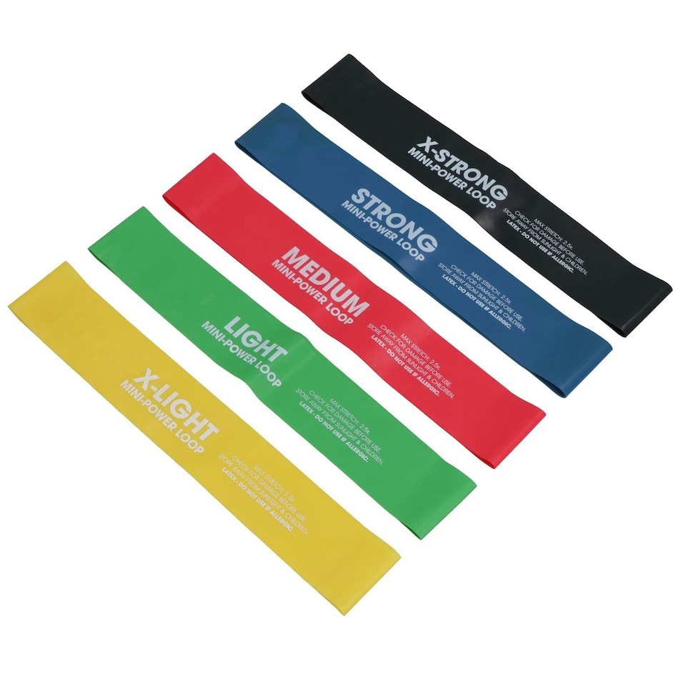 image 1 of Resistance Bands Set of 5 Stretch Loops  X-Light - X-Strong for Yoga, Gym, Pilates