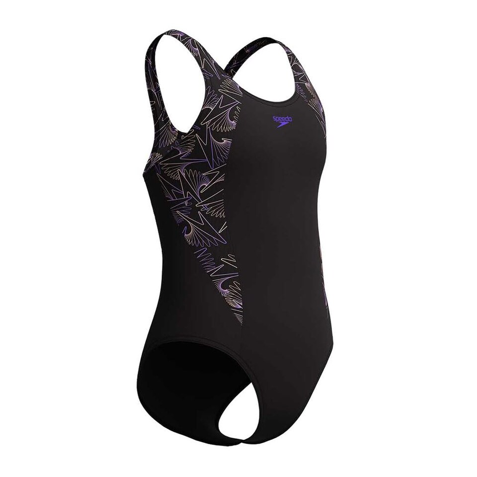 image 1 of Speedo Girls Hyperboom Splice Muscleback Swimsuit Swimming Costume Orange Size 5-6 Years