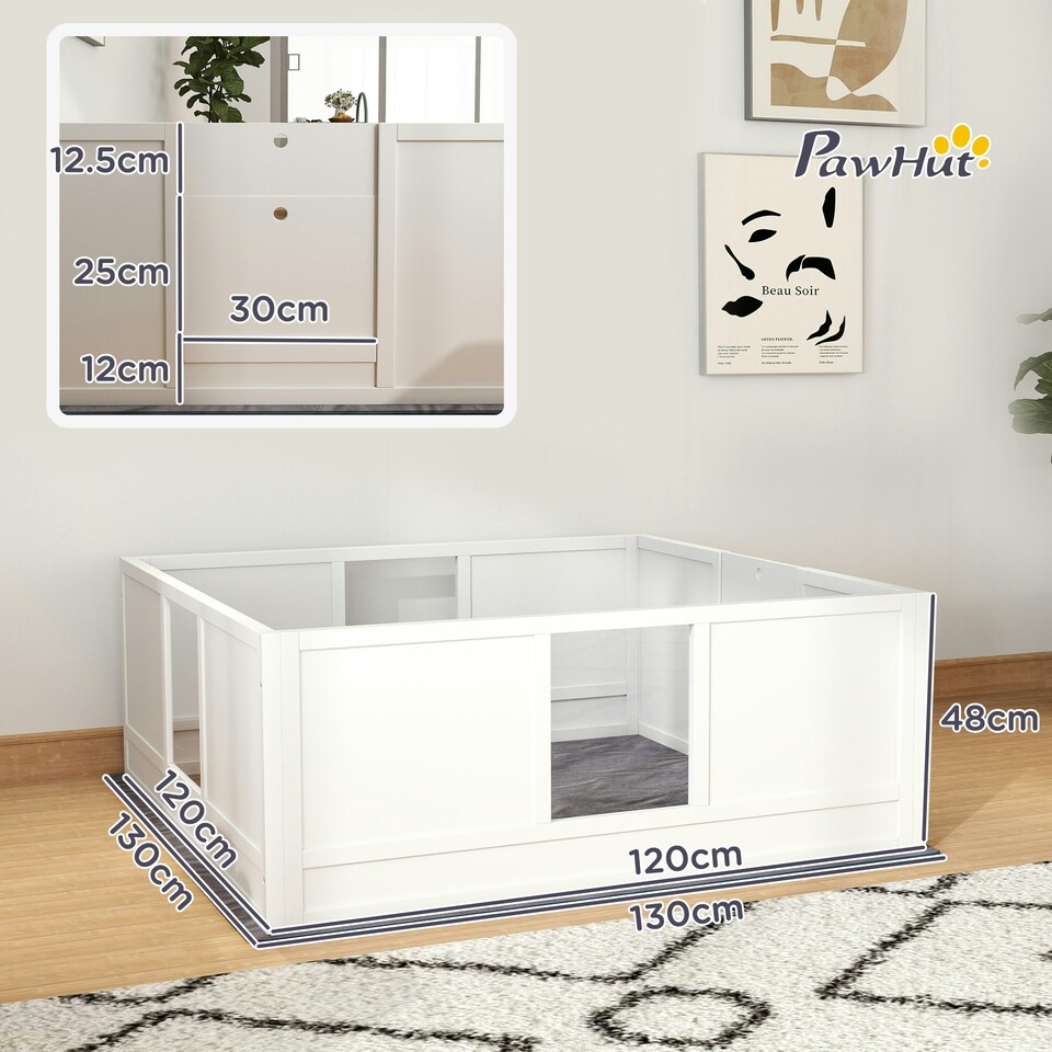 image 1 of PawHut Dog Whelping Box with Whelping Pad, Adjustable Entrance, 124 x 120cm