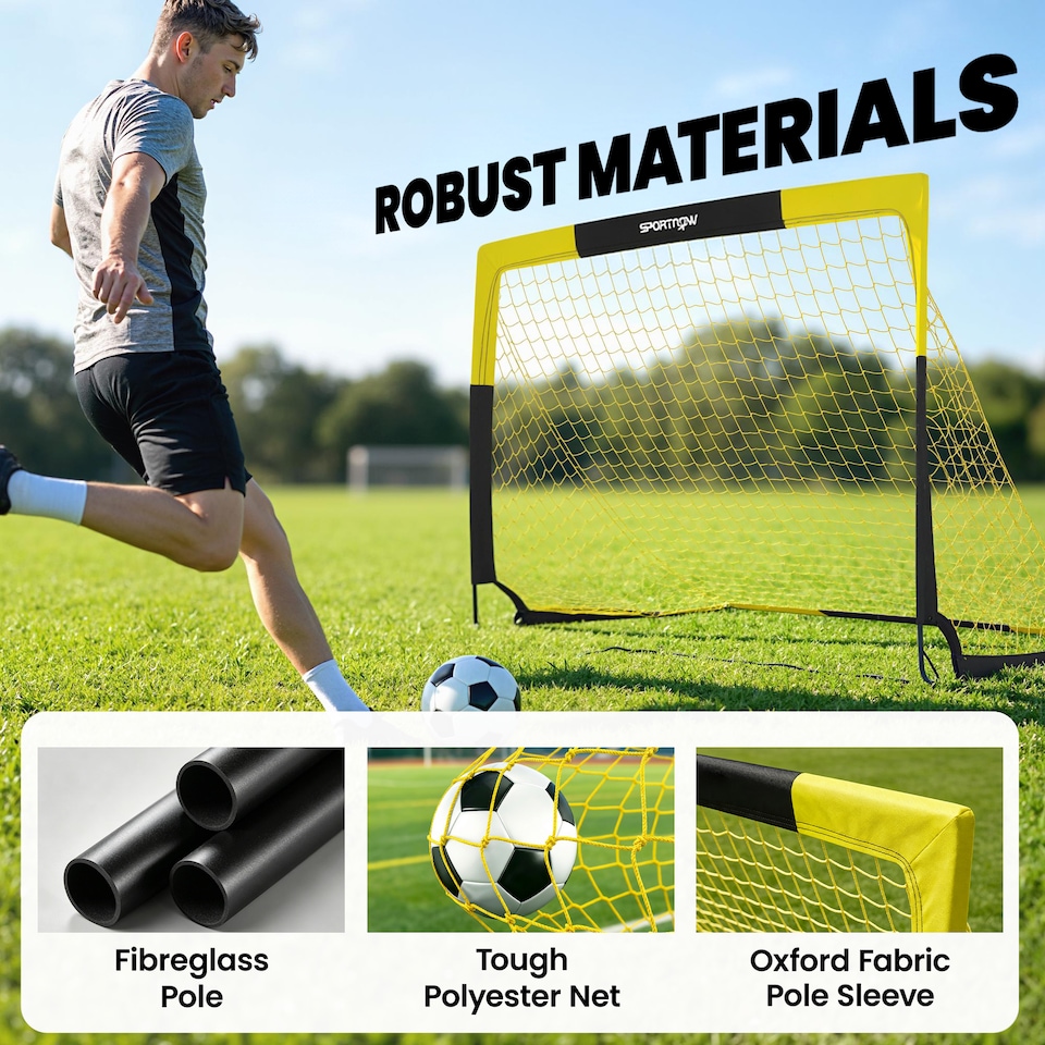 image 1 of SPORTNOW Set of 2 Pop Up Football Goal, Portable Folding Football Net