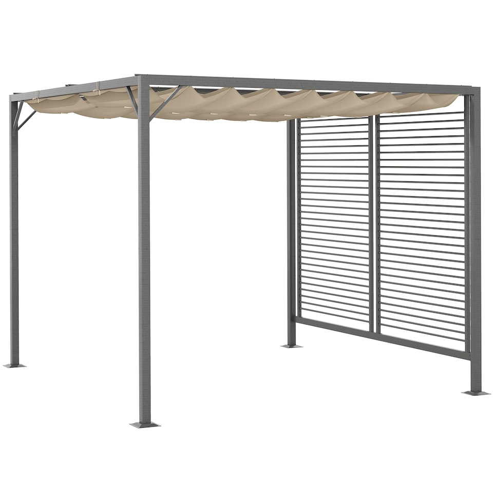 image 1 of Outsunny 2.8 x 3m Metal Outdoor Pergola with Retractable Roof, Outdoor Gazebo Canopy Shelter with Grommet Holes for Garden, Patio, Lawn, Beige