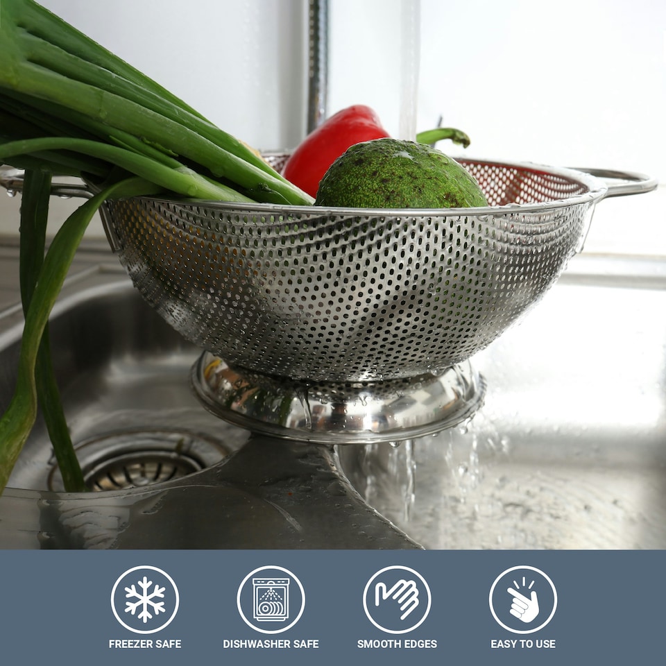 image 1 of Buckingham Stainless Steel Micro-perforated Deep Colander / Strainer 31.5 cm
