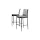 image 1 of Furniturebox 2x Milan Bar Stools Grey Velvet Black Legs