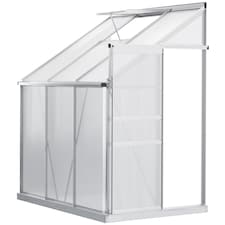 Outsunny 6 x 4ft Lean to Polycarbonate Greenhouse for Outdoor w Door