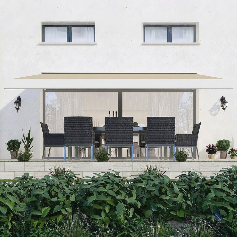 image 1 of Deluxe Wireless 4m Ivory Full Cassette Electric White Awning With Lights