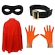 image 1 of Super Potato Costume Cape, Black Mask, Belt & Gloves Red | One Size