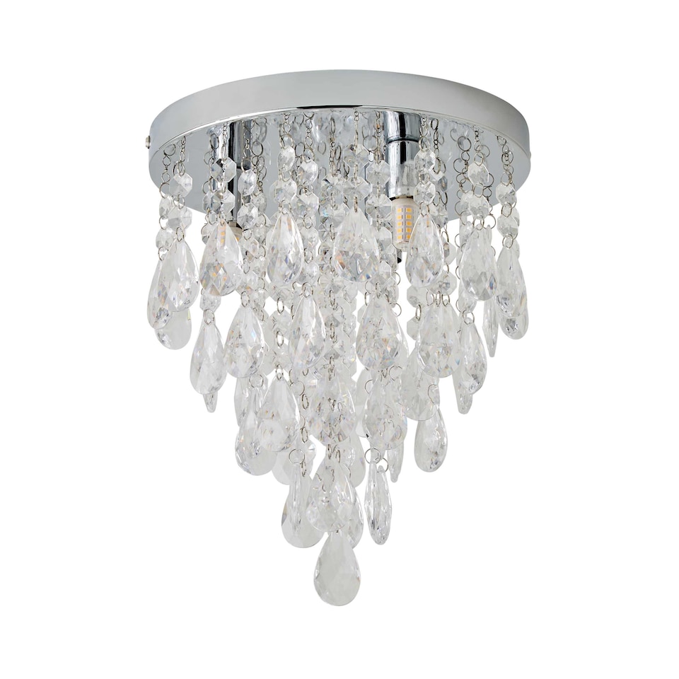 image 1 of ValueLights Lara Chrome Chandelier Acrylic Droplet Ceiling Light
