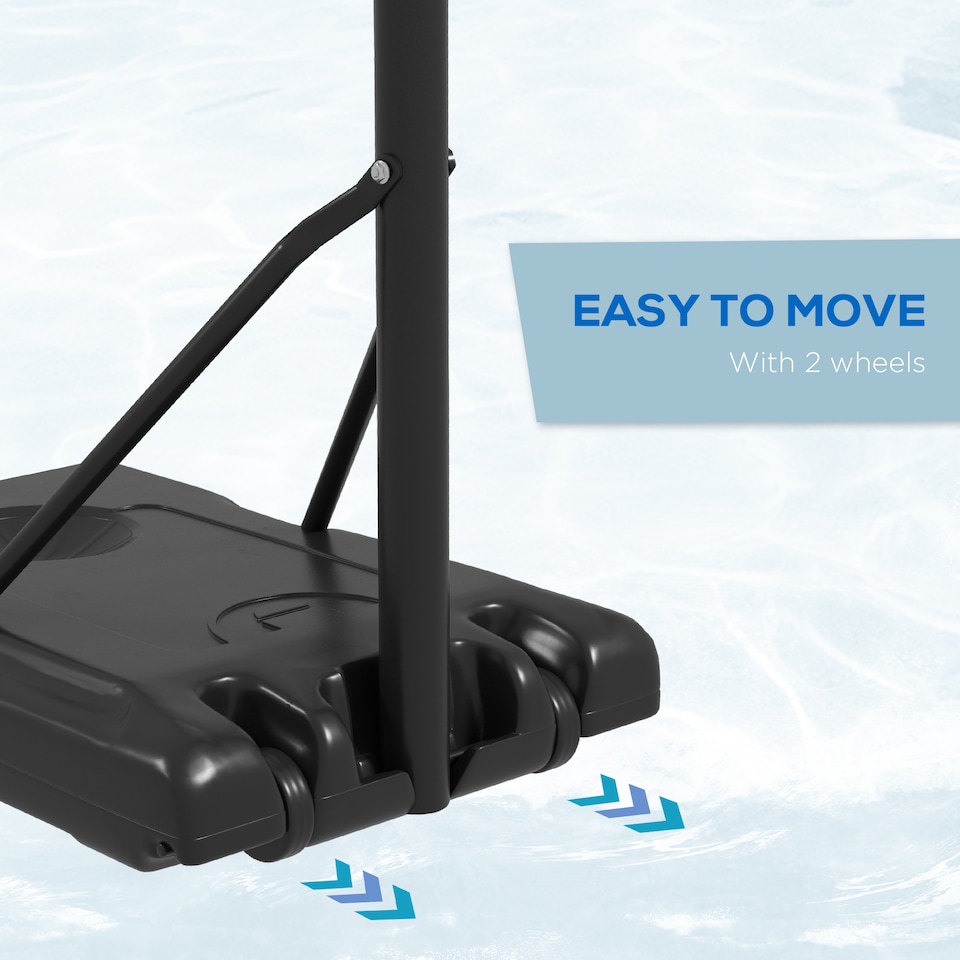 image 1 of SPORTNOW Basketball Backboard Hoop Net Set System with Wheels, 182-213cm - Black