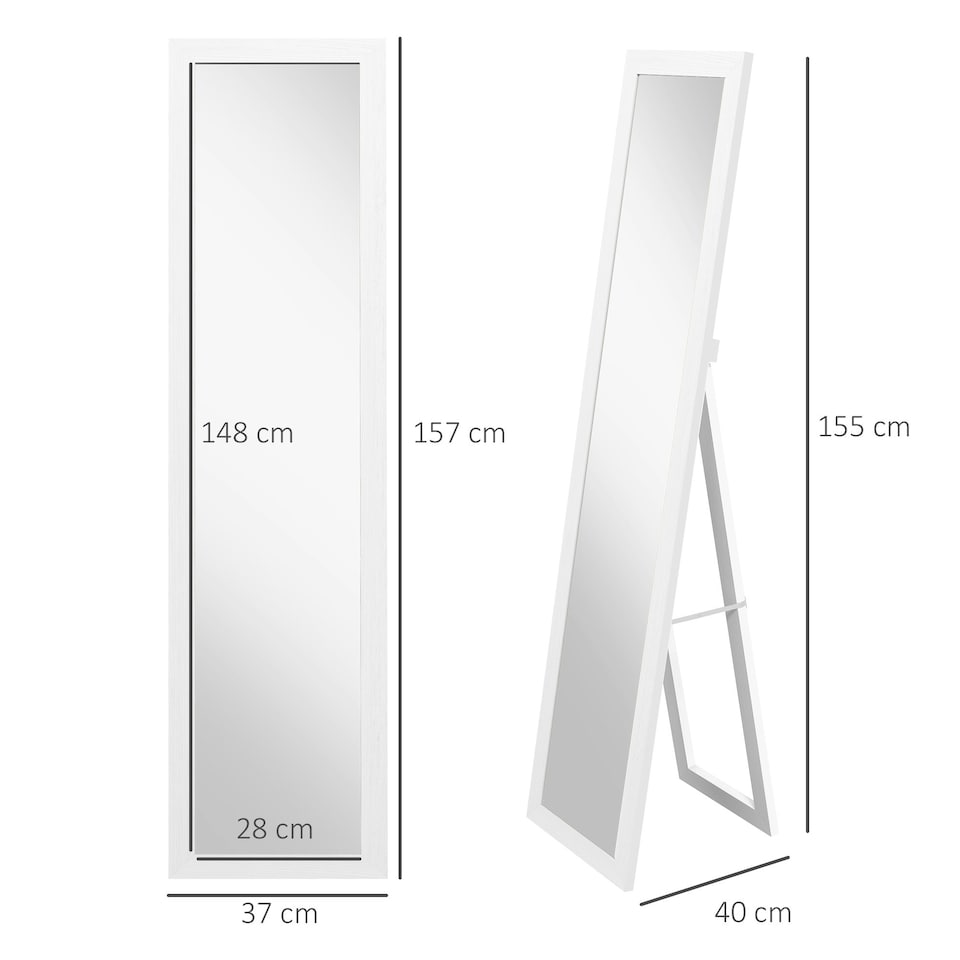 image 1 of HOMCOM Full Length Mirror, Farmhouse Wall Mirror, Hanging & Freestanding