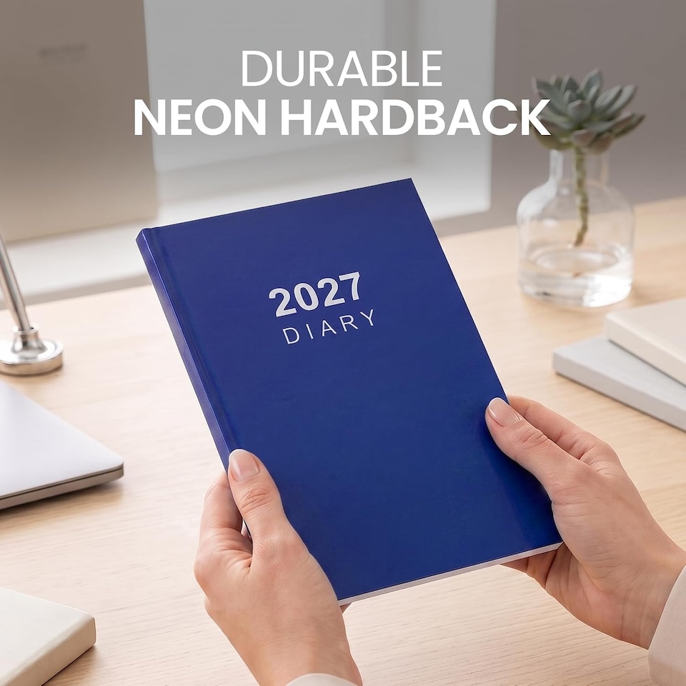 image 1 of 2027 Diary A5 Week to View - Hardback Planner Organiser with Ribbon Bookmark - Weekly Appointment Journal Notebook (Navy) | Blue | Navy