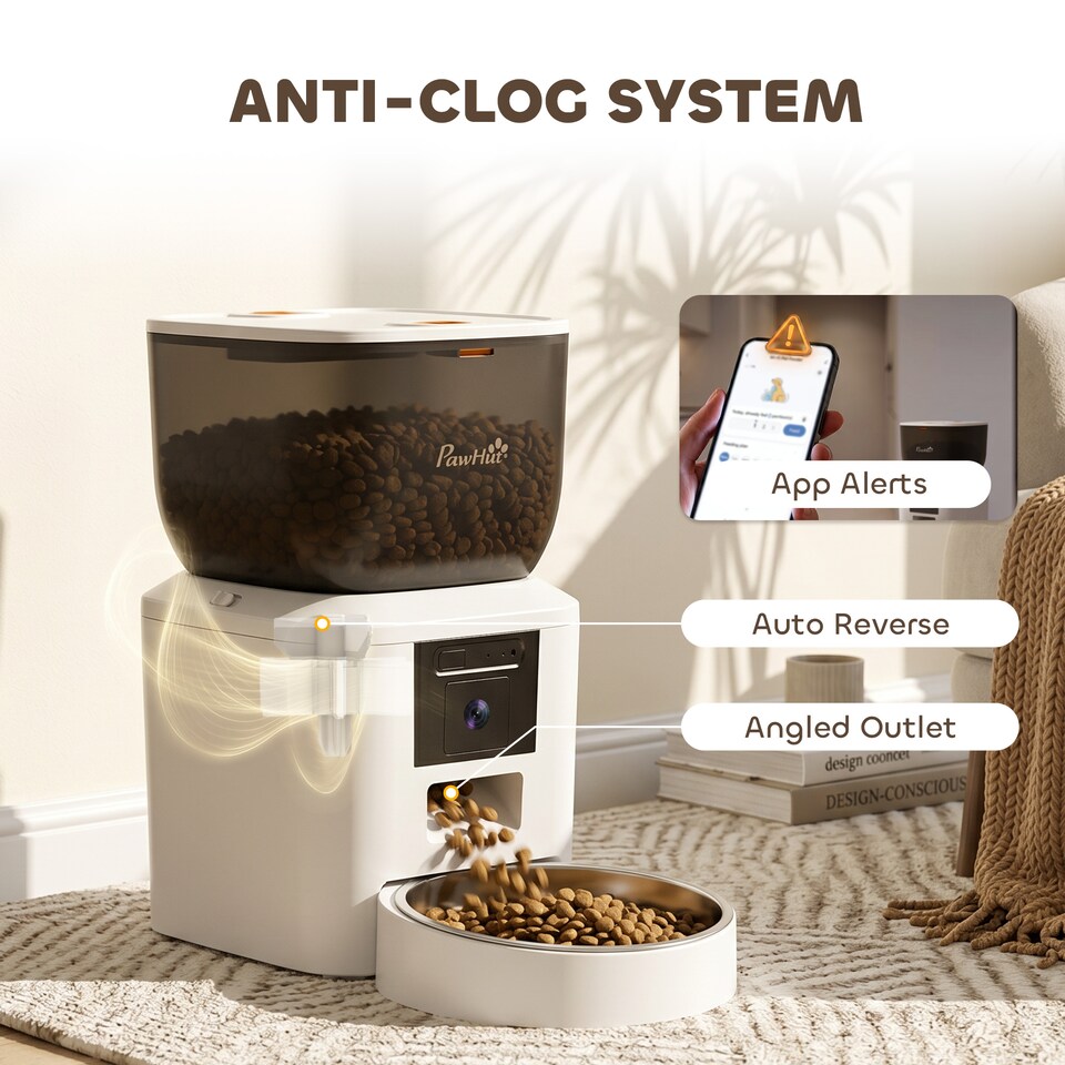 image 1 of PawHut Automatic 4L Cat Feeder with Camera, 2.4G WiFi, Smart APP Control