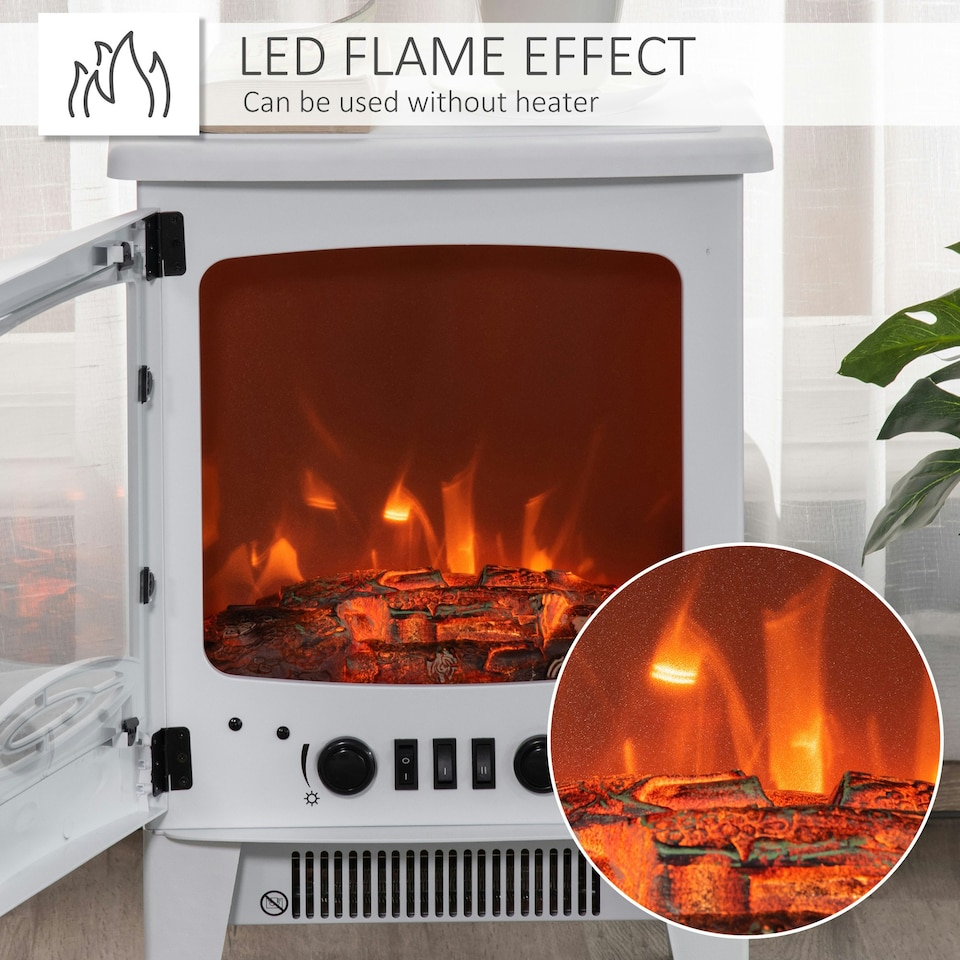 image 1 of HOMCOM Freestanding Electric Fireplace Stove Heater