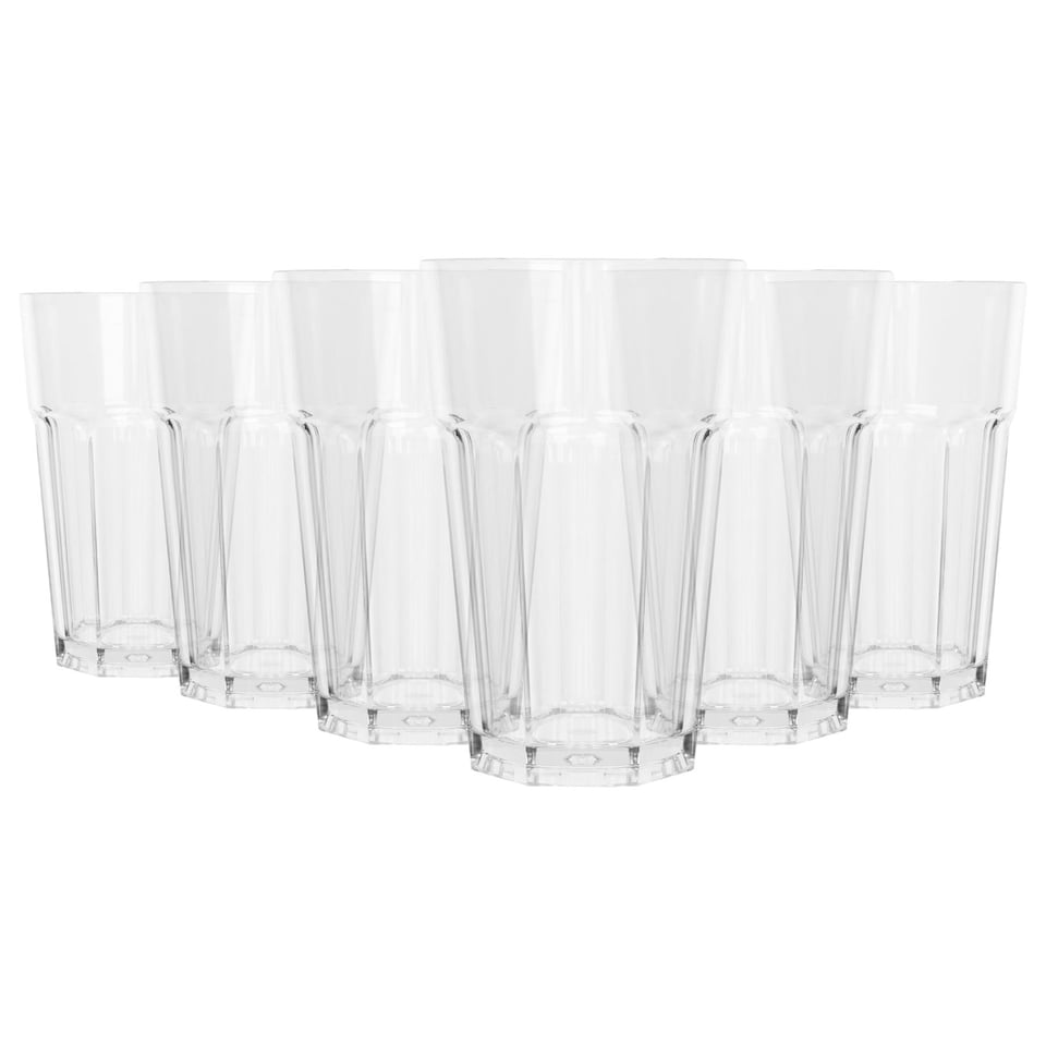 image 1 of Argon Tableware Reusable Plastic Highball Glasses - 400ml - Pack of 6 | Clear | Clear
