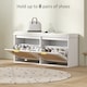 image 5 of HOMCOM Boho Shoe Bench with Padded Seat and 2 Flip-Drawers, White | White | White