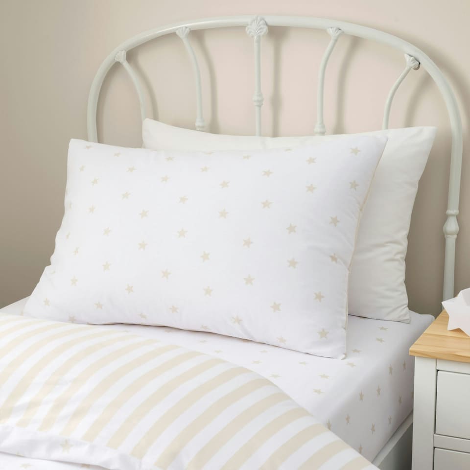 image 1 of Bianca Mini Star & Stripes Reversible Cotton Duvet Cover Set Natural Cream | Natural | Toddler