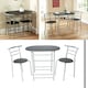 image 4 of Greenhurst 2-Seater Space-Saving Dining Set – Black Table & Silver Frame Chairs for Compact Areas Black | Silver
