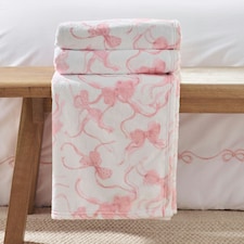 Catherine Lansfield Bow Cosy Fleece 200x240cm Oversized Blanket Throw Pink Pink